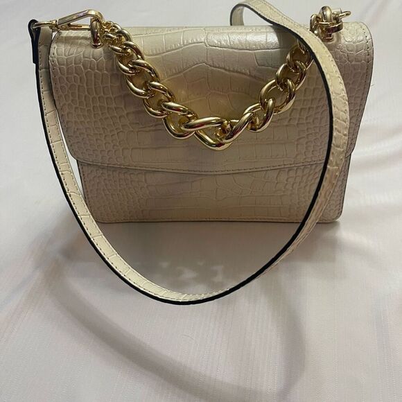 House of Harlow 1960 Handbag Croc Embossed Italian Leather Ivory - Picture 2 of 14